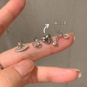 Duducouple Unique Titanium Steel Saturn Ear Studs Womens Sleepwear-friendly Flat Bottom Ear Cuff Jewelry Korean Style