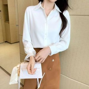 Black Long Sleeve Womens Shirt Slimming Tummy Covering Fashionable Base Layer Polo Neck Polyester Fiber Korean Style Commute Wind