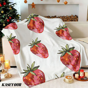 Beast Kingdom | Watercolor Strawberry Winter Summer Flannel Blanket Throw Fleece Soft Fuzzy Plush Cozy Fleece Blankets for Sofa Ideal Gifts