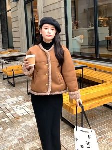 เสื้อแจ็คเก็ทบุขนกันหนาว 2024 Retro Style - อุปกรณ์ไปได้จาก Korea Design