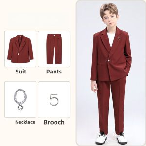 Boys Casual Suit Set Summer New Stylish Performance Piano Wedding Dress Code Flower Girl Autumn Formal Wear Cotton Blend Korean Style
