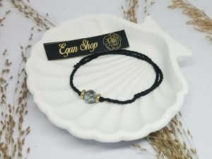 Gelang tangan pria wanita tali hitam batu alam