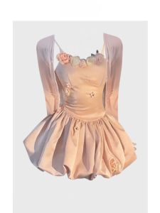 Váy Dây Hoa 3D Cỡ Lớn Mùa Xuân Hè 2024 Váy Ngắn Ngọt Ngào Cho Nữ Bộ Váy Hai Mảnh Họa Tiết Hoa Thường Ngày