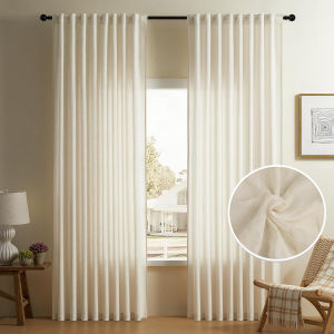 Linen Curtains 160/216/240CM Length for Living Room Bedroom Rod Pocket Light Filtering Semi Window Curtain Boho Farmhouse Drapes