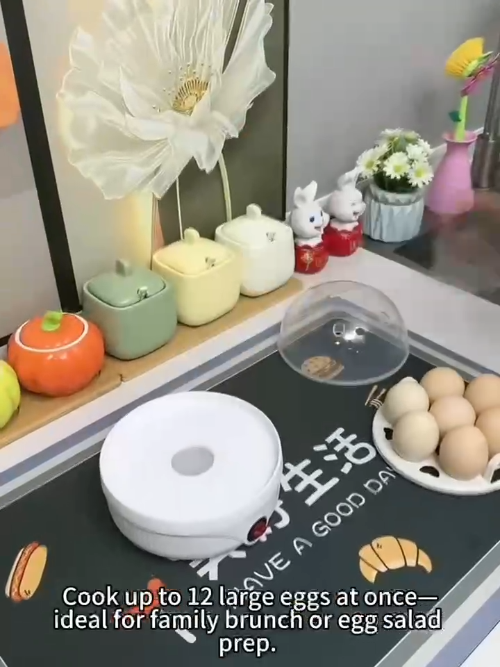 Electric Egg Cooker 150W Steamer Boiler for 6 Eggs with Auto Shut-Off Anti-Dry Protection