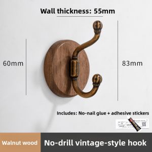 INNDUN | Vintage Chinese Style Wooden Clothes Hooks