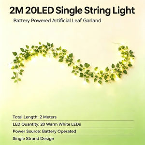 2M 20LED Leaf Fairy String Lights Battery Operated Artificial Flower Vine Lights for Wedding Christmas Home Decor