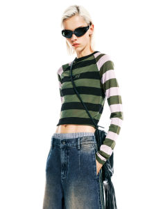 MLMR Fashionable Slim Fit Striped Knit Sweater Trendy Thin Overhead T-Shirt Womens Clothing Autumn New Arrival Cute Style