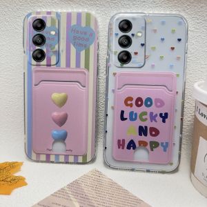 New Casing Samsung Galaxy A16 A06 A55 A35 A25 A15 A05s A05 LTE 4G 5G Ins Retro Creative Fashion Love English Bunny Polka Dot Phone Case Anti-fall Silicone Card Holder Soft Cover 2024