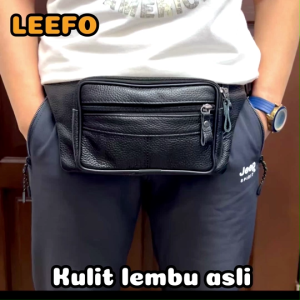 Ready Stock!! LEEFO 100% Genuine Cow Leather Travel Men Waist Bag Pouch Bag Chest Bag Crossbody Bag