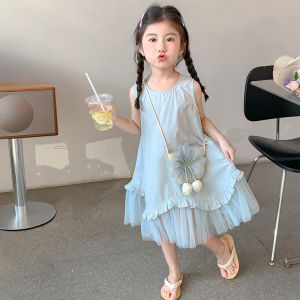 Princess Style Cotton Summer Dress for Girls Baby Vest Dress Fashionable Little Girl Skirt Soft Pure Cotton No Sleeve