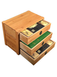 กล่องบรรจุภัณฑ์ชาบล็อก กล่องเก็บของ ทำจากไม้ไผ่ กล่องของขวัญชาปูเอ่ย กล่องของขวัญชาดำ ของมีค่าสำหรับเก็บของ