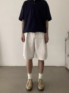 American Retro Casual Loose Mens Suit Shorts Five-Quarter Length Commute Comfortable Loose Fit Straight Leg Summer Pants