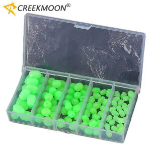 100Pcs Soft Fishing Oval Floats Beads Luminous Light Green Plastic Glowing Balls Night Stoppers Glowing Sink Beads Lure Tackle