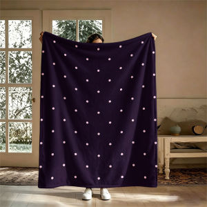 Purple Pink Polka Dots Flannel Blanket Perfect for Sofa Office Bed Travel Sleep Read Relax Camping Four Season Use