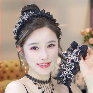 ShanMiang Butterfly Hairband Sparkling Diamond High Hairline Illusory Hair Volume French Style Hair Accessories Summer Versatile