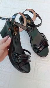 Dép nữ cao gót mẫu quai hậu đan tim gót vuông 7 phân bền đẹp Thời Trang Trung Niên KH 04