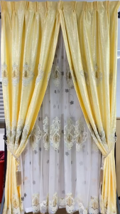 Tyra Langsir Blackout Siap Jahit Bunga Bersulam Cangkuk & Ring / Ready Made Curtain Hook Ring