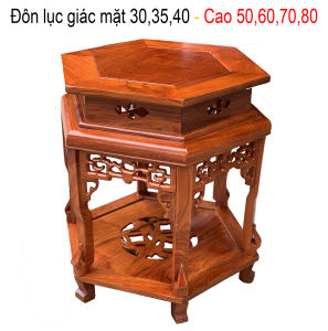 Đôn lục giác chiện kê đồ phòng khách mặt 40 cao 50607080cm
