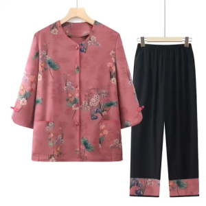 Bộ Đồ Quần Áo Mùa Hè Cho Bà Cho Mẹ Chất Liệu Lụa Cotton Mát Không Nhăn form Dáng Đẹp Thoải Mái (249)