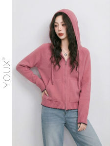 YOUXIANG | Áo Sweater Hooded Màu Hồng cho Phụ Nữ Mùa Xuân