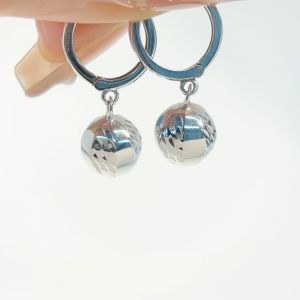 LAZO DIAMOND Dangly Ball Hoop Earrings in 9k White Gold