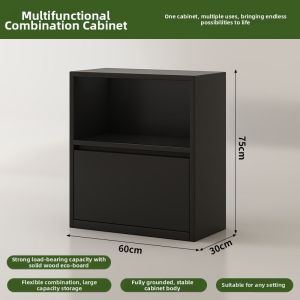 OYIla | Vintage Black Modular Half-wall TV Console Storage Cabinet