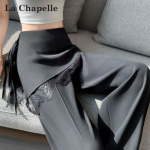 La Chapelle | Lace Decoration Wide Leg Trousers Thin High Waist Droop Summer Pants