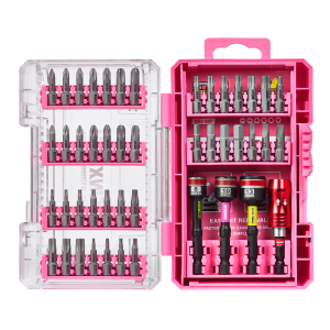 Geinxurn FIXEDGE 46PCS Pink EU Repair Bit Set – Full Screwdriver Bits Kit with Nut Drivers & 65mm Quick Change Holder