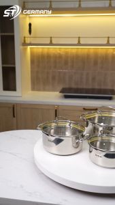 Bộ nồi inox TEFAL Duetto Plus set 3 món G719S674 Nội Địa Đức chất liệu thép không gỉ cao cấp GermanySnT 70106