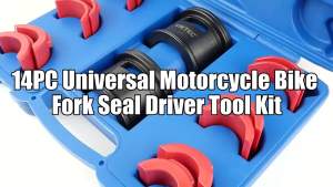 14Pcs Motorcycle Fork Seal Driver Tool Kit 35-50mm Universal Oil Seal Installer Set with 6 Adapters for Front Fork Repair
