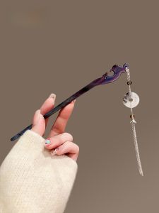 New Chinese Style Water-Media Peace Buckle Tassel Hairpin Womens Ancient Fashioned Hair Accessories Acetate Hairpins Fresh out
