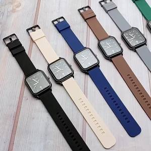 2 pcs/set kalendar berkualiti tinggi rectangle lelaki kulit perniagaan Watch