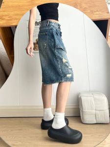 กางเกงยีนส์ทรงหลวมเอวสูงสำหรับผู้หญิง กางเกงขายาวทรงหลวม ทรงขาบาน ทรงลำลอง สไตล์สตรีท เอฟเฟกต์ซักแล้ว ฤดูร้อน 2025