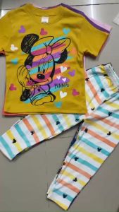 (12-45KG) mẫu mới đẹp! Bộ thun BORIP tay ngắn quần dài bé gái thun đẹp co giãn màu đẹp y hình (225)