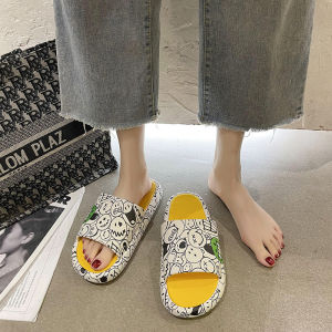 Summer Home Slippers Womens Fashionable Thick Bottom Anti-slip Cute Cartoon Flat Sandals Indoor Outdoor Wear Comfortable