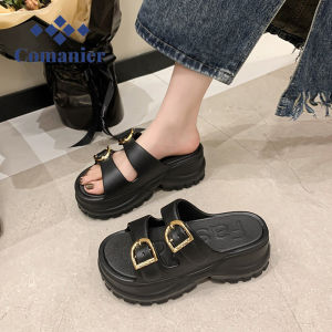 Comanier Sandal Wedge Wanita Korea Premium Sendal Selop Wanita Karet Jelly Tebal Empuk Tali Belakang