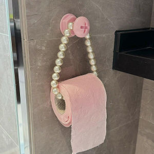 Creative Toilet Paper Holder Bathroom Storage Rack No Drilling Required Pearl Tissue Holder Toilet Accessories Organizer
