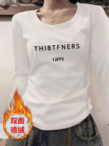 เสื้อยืดคอกลมแขนยาวผ้าฝ้ายทรงสลิมฟิตสำหรับผู้หญิงในฤดูใบไม้ร่วงและฤดูหนาว เสื้อชั้นในสไตล์เกาหลีเสื้อเชิ้ตพื้นฐาน