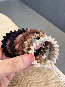 ยางรัดผมสีดำหนาคลื่นลูกไม้ ยางยืดสำหรับผู้หญิง ยางรัดผมที่ทนทานและยืดหยุ่นสูง ยางรัดผมแบบถอดได้ ยางรัดผมสไตล์เกาหลี