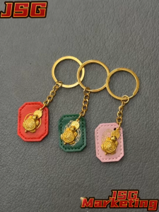 Money Biting Turtle Amulet Charm Feng Shui Brass Talisman Leather Sleeve Keepsake Wealth Keychain