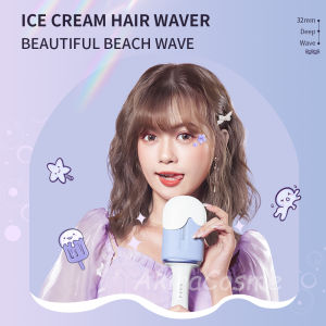 AkiraCosme Portable 32mm Beachy Waves Hair Curler Egg Roll Hair Curler Ceramic Negative Ions Omelet Hair Curler Flat Curling Irons Wands Daily Hot Wave Fluffy Puffy Hair Volumizing Styling Tools for Gift Present