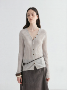 INSIS FEMME | Spring New Chinese Style Double-side Wearable V-neck Ribbed Knit Cardigan