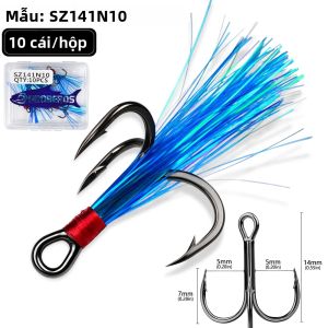 Proberos 10 Chiếc Móc Câu Cá Treble Có Lông Vũ Bằng Thép Carbon Chắc Chắn Có Gai Để Câu Cá Trên Bãi Biển Đại Dương