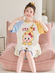 QIANSHUIMILU | Summer Thin Short Sleeve Cotton Parent-Child Pajama Set