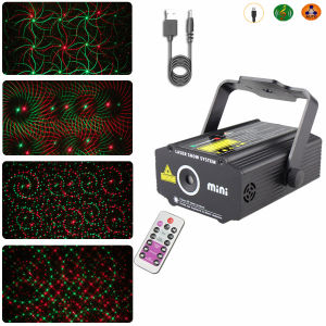 ESHINY B24 USB Red Green Laser 4 Whirlwind Patterns Projector DJ Party Stage Effect Light Dance Disco Bar Holiday Home Christmas Bedroom Child Gift Lamp Show