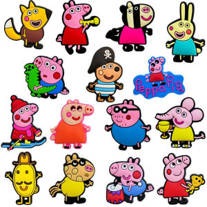 Hasbro | 15PCS Peppa Pig Shoe Buckle Set Anime PVC Flower Decorations Detachable Party Festival Shoe Accessories for Kids Birthday Gift