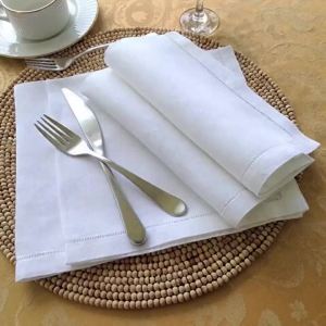 12 Pieces White Napkins Hemstitched Cocktail Napkin For Party Wedding Table Cloth Linen Napkins Fabric Cotton Dinner Napkin