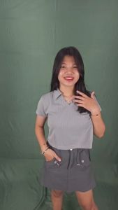 HJ - KAOS CROP TOP WANITA LAURINE BERKERAH