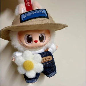 Labubu Spring Wild Strap Pants Hat Set Baby Clothes Simulation Fabric One Piece Jumpsuit for 1st And 3rd Generation Dolls